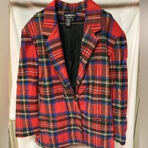 Adolfo Women's Vibrant Red Plaid Blazer